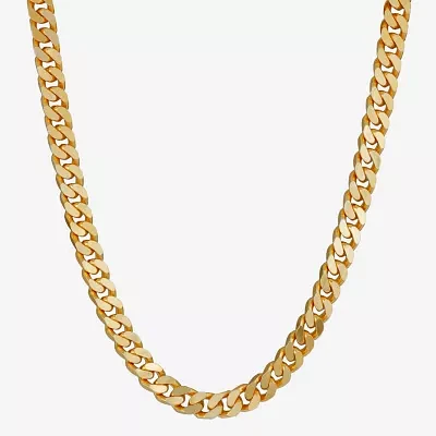 Made in Italy 24K Gold Over Silver 22 Inch Solid Curb Chain Necklace