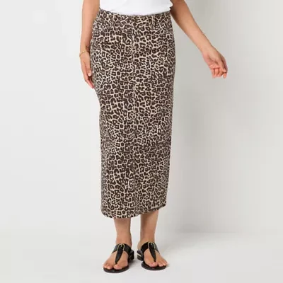 Liz Claiborne Womens Mid Rise Denim Skirt