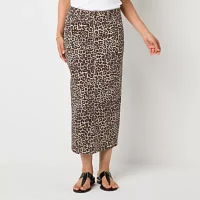 Liz Claiborne Womens Mid Rise Denim Skirt