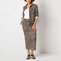Liz Claiborne Womens Mid Rise Denim Skirt