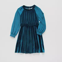 Emerald Sundae Big Girls Long Sleeve Puffed A-Line Dress