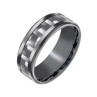 Mens 8mm Tantalum Carbon Fiber Inlay Wedding Band