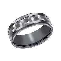 Mens 8mm Tantalum Carbon Fiber Inlay Wedding Band