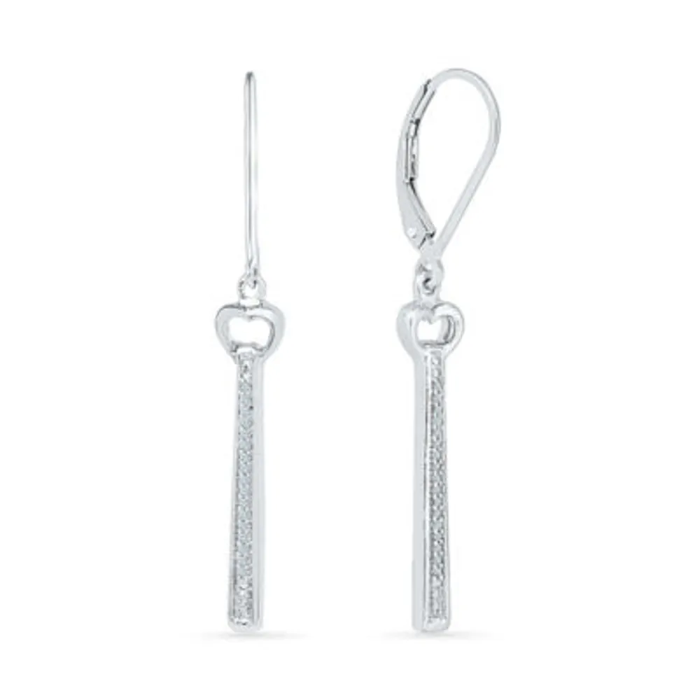 FINE JEWELRY Linear 1/ CT. T.W. Genuine Diamond Sterling Silver Drop  Earrings