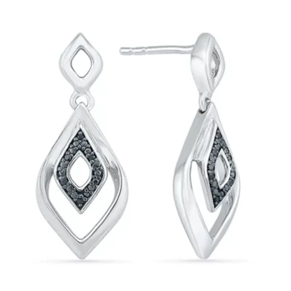 Diamond Accent Natural Diamond Sterling Silver Drop Earrings