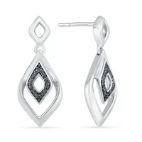 Diamond Accent Mined Diamond Sterling Silver Drop Earrings