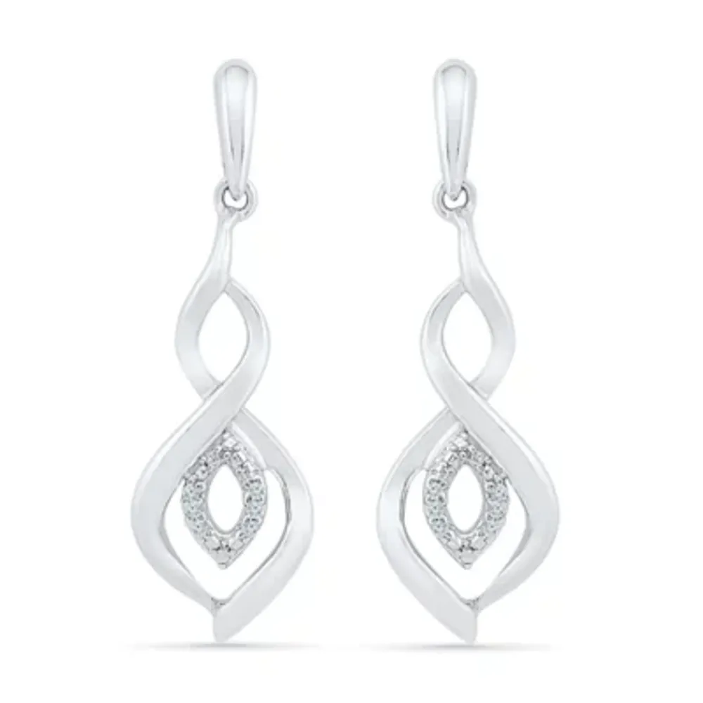 Diamond Accent Natural White Diamond Sterling Silver Drop Earrings