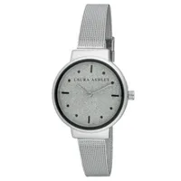 Laura Ashley Womens Silver Tone Strap Watch-La31041ss