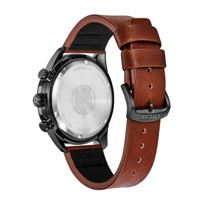 Drive from Citizen Unisex Adult Chronograph Brown Leather Strap Watch At2447-01e