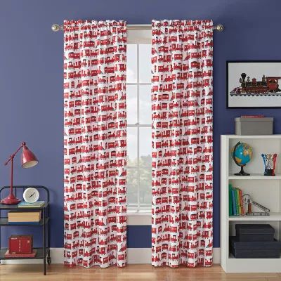 Waverly Express Train Light-Filtering Rod Pocket Single Curtain Panel