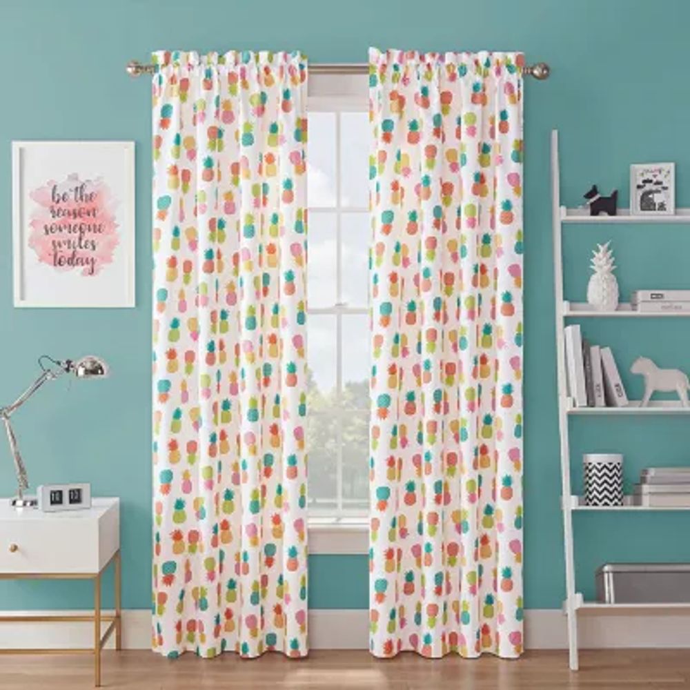 Waverly Fineapple Light-Filtering Rod Pocket Single Curtain Panel