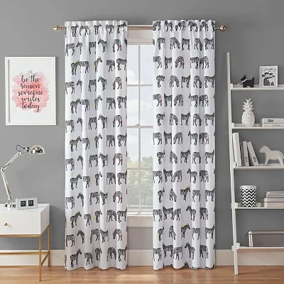 Waverly Zebra Crossing Light-Filtering Rod Pocket Single Curtain Panel