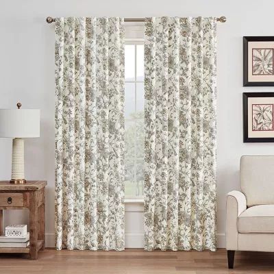 Waverly Lucchese Floral Light-Filtering Rod Pocket Back Tab Single Curtain Panel