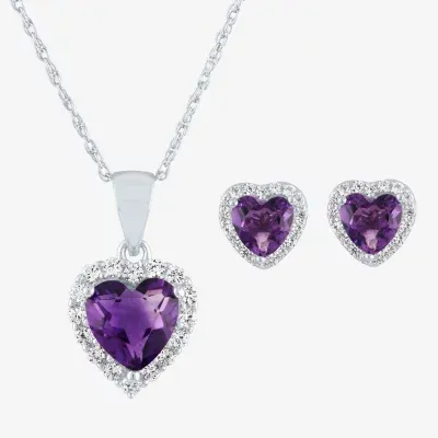 Gemstone Sterling Silver Heart 2-pc. Jewelry Set