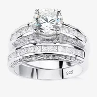 DiamonArt® Womens / CT. T.W. White Cubic Zirconia Platinum Over Silver Bridal Set