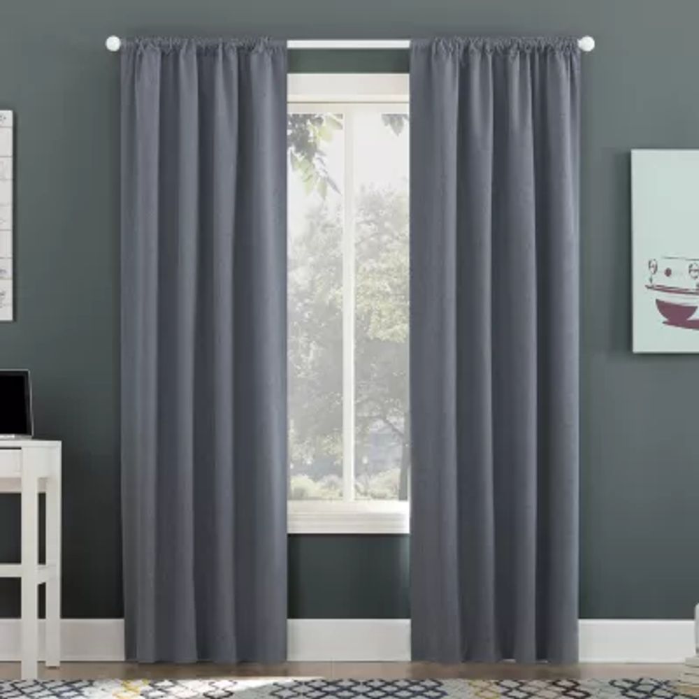 Sun Zero Jules Energy Saving 100% Blackout Rod Pocket Single Curtain Panel