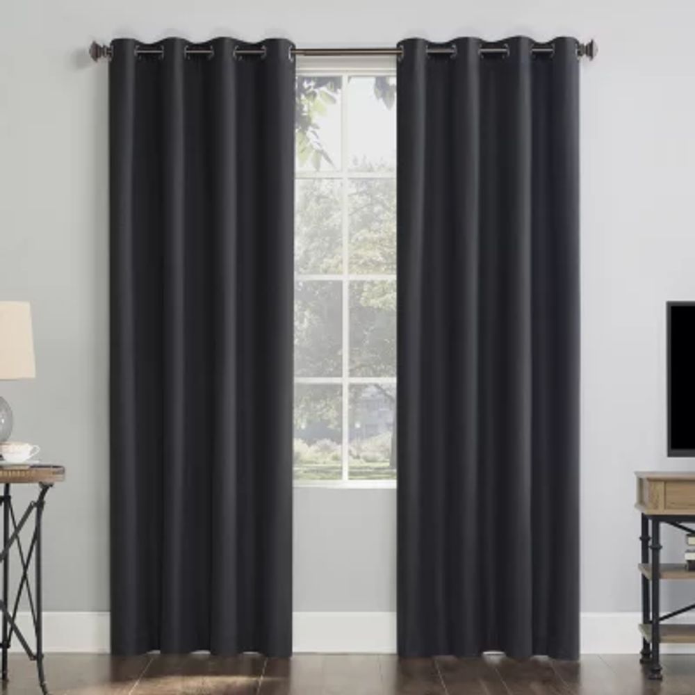 Sun Zero Array Energy Saving 100% Blackout Grommet Top Single Curtain Panel