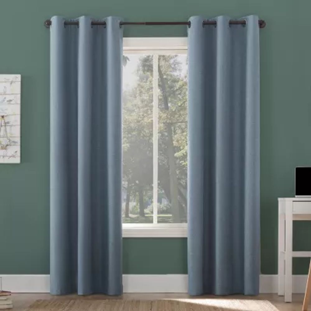 Sun Zero Miles Energy Saving 100% Blackout Grommet Top Single Curtain Panel