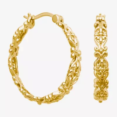 Womens 18K Gold Over Silver 27.4mm Hoop Earrings