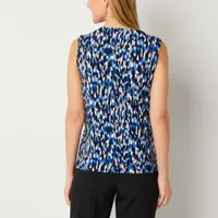 Black Label by Evan-Picone Womens Keyhole Neck Sleeveless Blouse