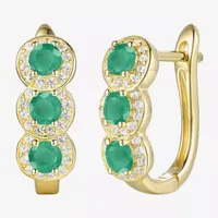 1/4 CT. T.W. Genuine Green Emerald 10K Gold 15.5mm Hoop Earrings