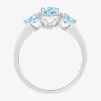 Womens Genuine Blue Topaz Sterling Silver Cushion Cocktail Ring