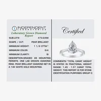 (H-I / SI2) Womens 1 1/2 CT. T.W. Lab Grown White Diamond 14K Gold Pear Solitaire Engagement Ring