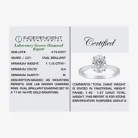 (H-I / SI2) Womens 1 1/2 CT. T.W. Lab Grown White Diamond 14K Gold Oval Solitaire Engagement Ring