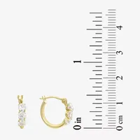 Womens 3 Pair Cubic Zirconia 14K Gold Earring Set