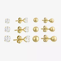 14K Gold & Cubic Zirconia Ball 6-pr. Earring Set