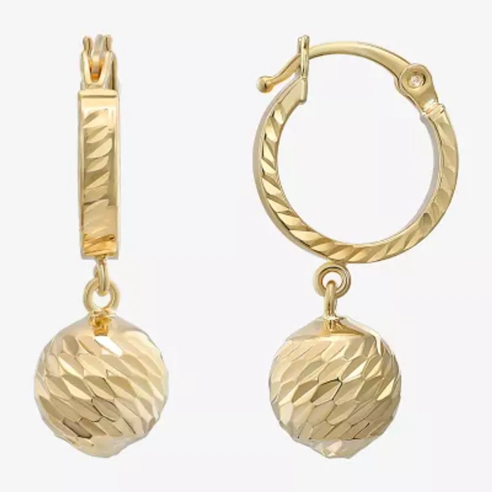Womens 14K Gold 25mm Ball Hoop Earrings