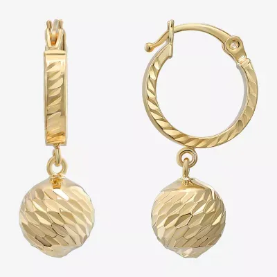 Womens 14K Gold 25mm Ball Hoop Earrings