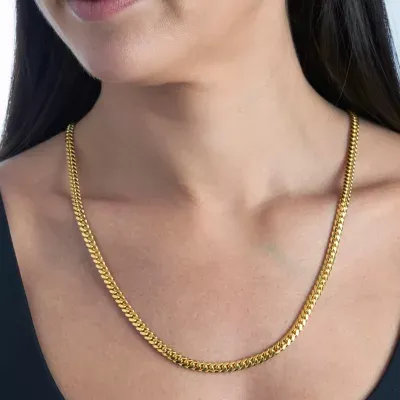 Made in Italy 24K Gold Over Silver 24 Inch Semisolid Curb Chain Necklace