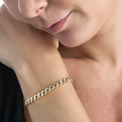 Made in Italy 24K Gold Over Silver 7.5 Inch Semisolid Curb Chain Bracelet