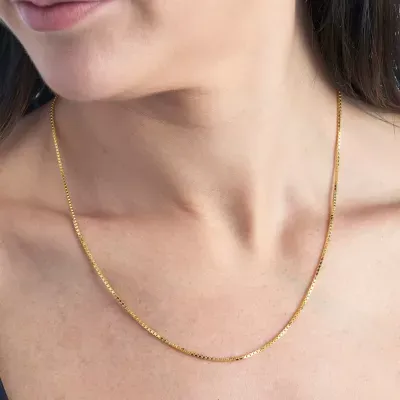 Made in Italy 24K Gold Over Silver Sterling Silver 20 Inch Solid Box Chain Necklace