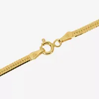 Made in Italy 24K Gold Over Silver Inch Solid Herringbone Chain Necklace