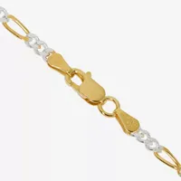 Made in Italy 24K Gold Over Silver 10 Inch Solid Figaro Chain Bracelet