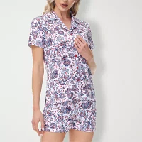 INK+IVY Womens Short Sleeve 2-pc. Shorts Pajama Set