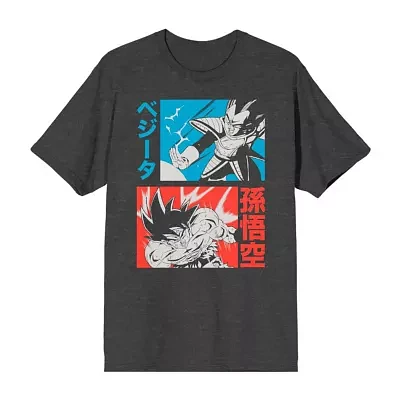 Big and Tall Mens Crew Neck Short Sleeve Regular Fit Anime Dragon Ball Z Graphic T-Shirt