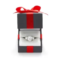 DiamonArt® Womens 5 3/4 CT. T.W. White Cubic Zirconia 14K Gold Over Silver 3-Stone Engagement Ring