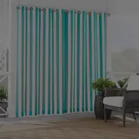 Waverly Solstice Stripe Light-Filtering Grommet Top Single Outdoor Curtain Panel