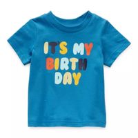 Okie Dokie Baby Boys Birthday Crew Neck Short Sleeve Graphic T-Shirt