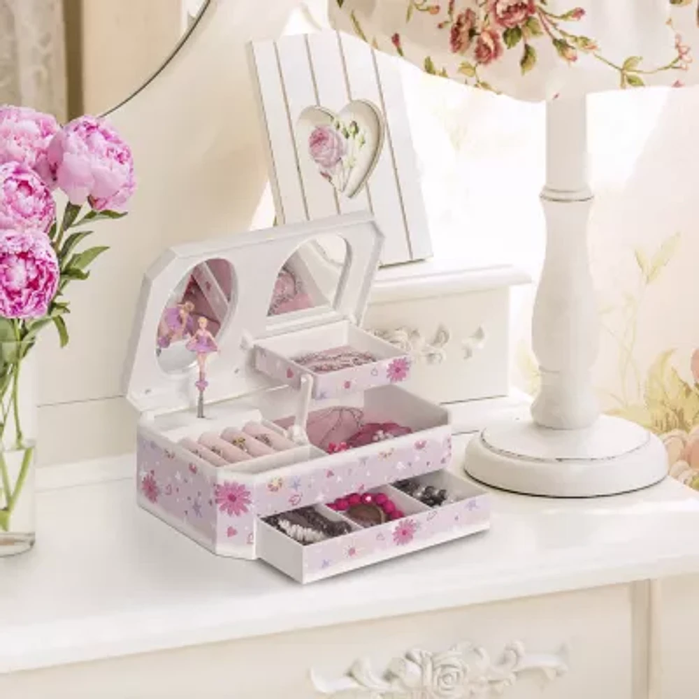 Mele and Co Hayley Floral Musical Ballerina Pink Jewelry Box