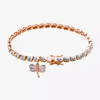 Sparkle Allure Dragonfly 14k Rose Gold Over Bronze Diamond Accent Bronze 7.25 Inch Round Tennis Bracelet