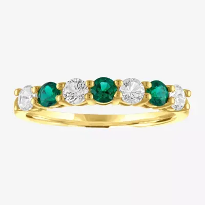 Lab Created Green Emerald 10K Gold Band