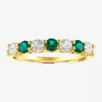 Lab Created Green Emerald 10K Gold Band