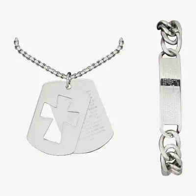 Stainless Steel Cross 2-pc. Jewelry Set
