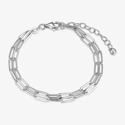 Sterling Silver 6 3/4 Inch Solid Paperclip Link Bracelet