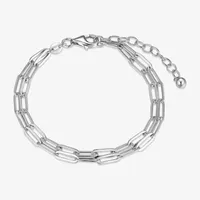 Sterling Silver 6 3/4 Inch Solid Paperclip Link Bracelet