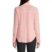 Liz Claiborne Womens Long Sleeve Regular Fit Button-Down Shirt